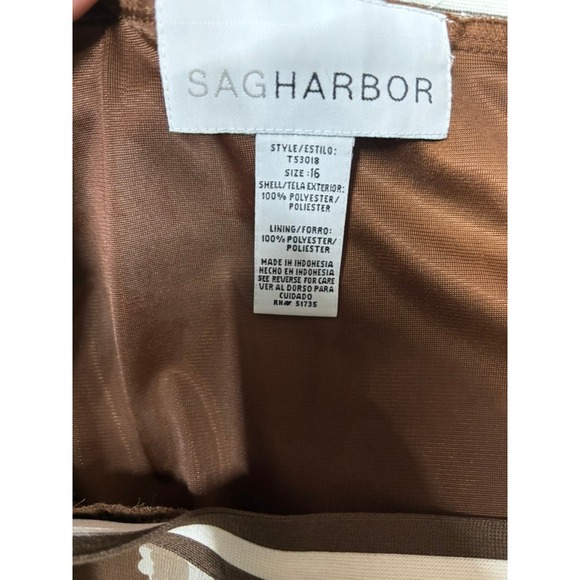 Sag Harbor Floral A-Line Skirt Size 16 Brown Blue Lined Career Midi - Picture 5 of 5